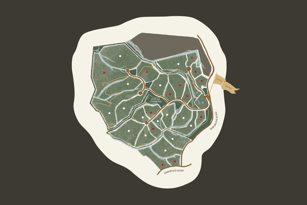 Version of the hand-drawn map of the Arbors at Leiper's Fork